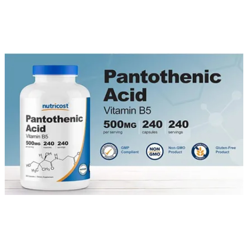Vitamina B5 500mg Nutricost Acido Pantotenico 240 capsulas Vitaminas 
