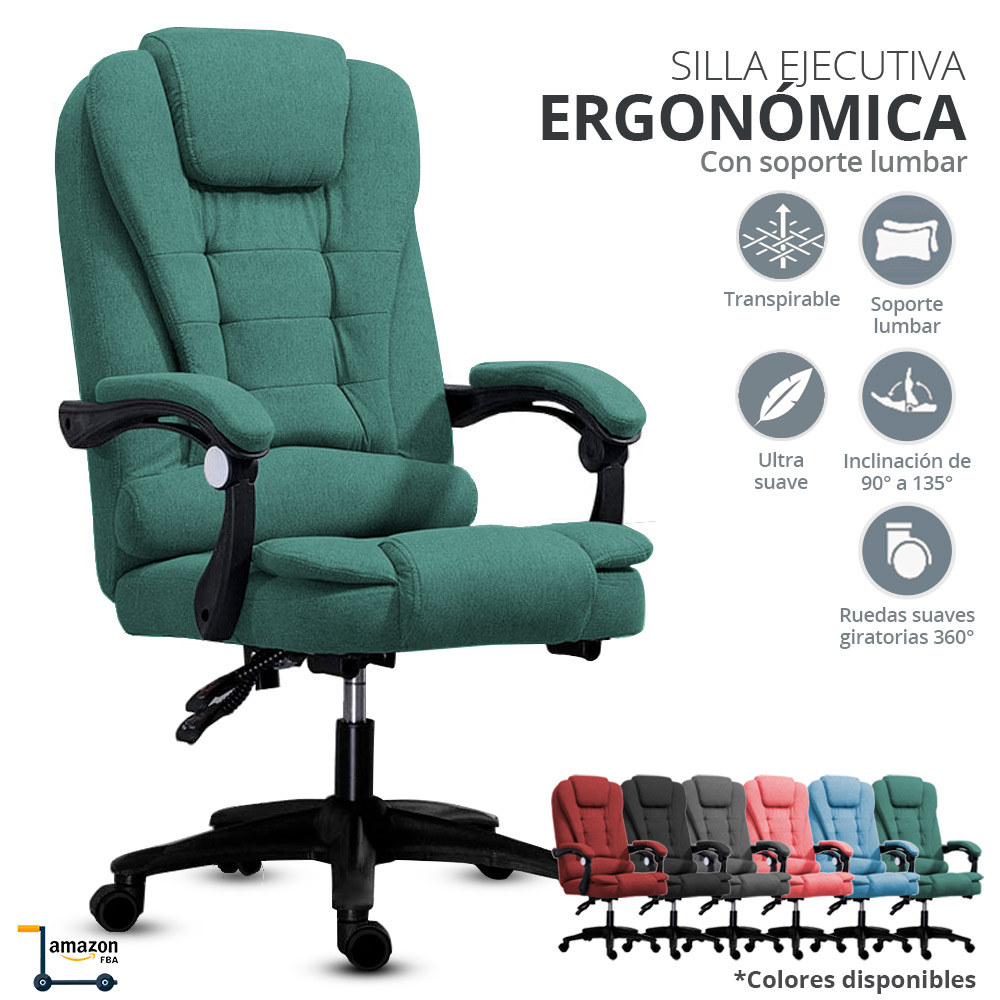 Silla Ejecutiva Escritorio Oficina Ergonomica Ajustable Altura De Lujo Verde