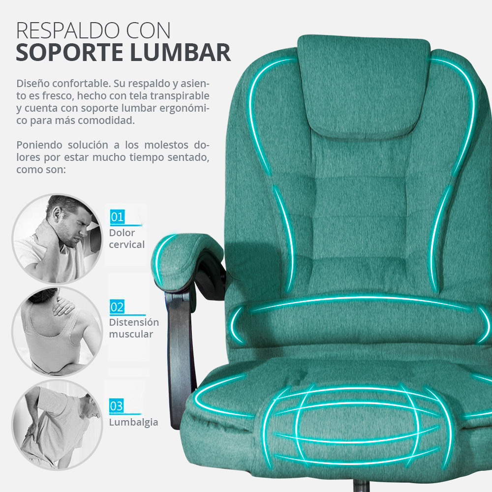Silla Ejecutiva Escritorio Oficina Ergonomica Ajustable Altura De Lujo Verde