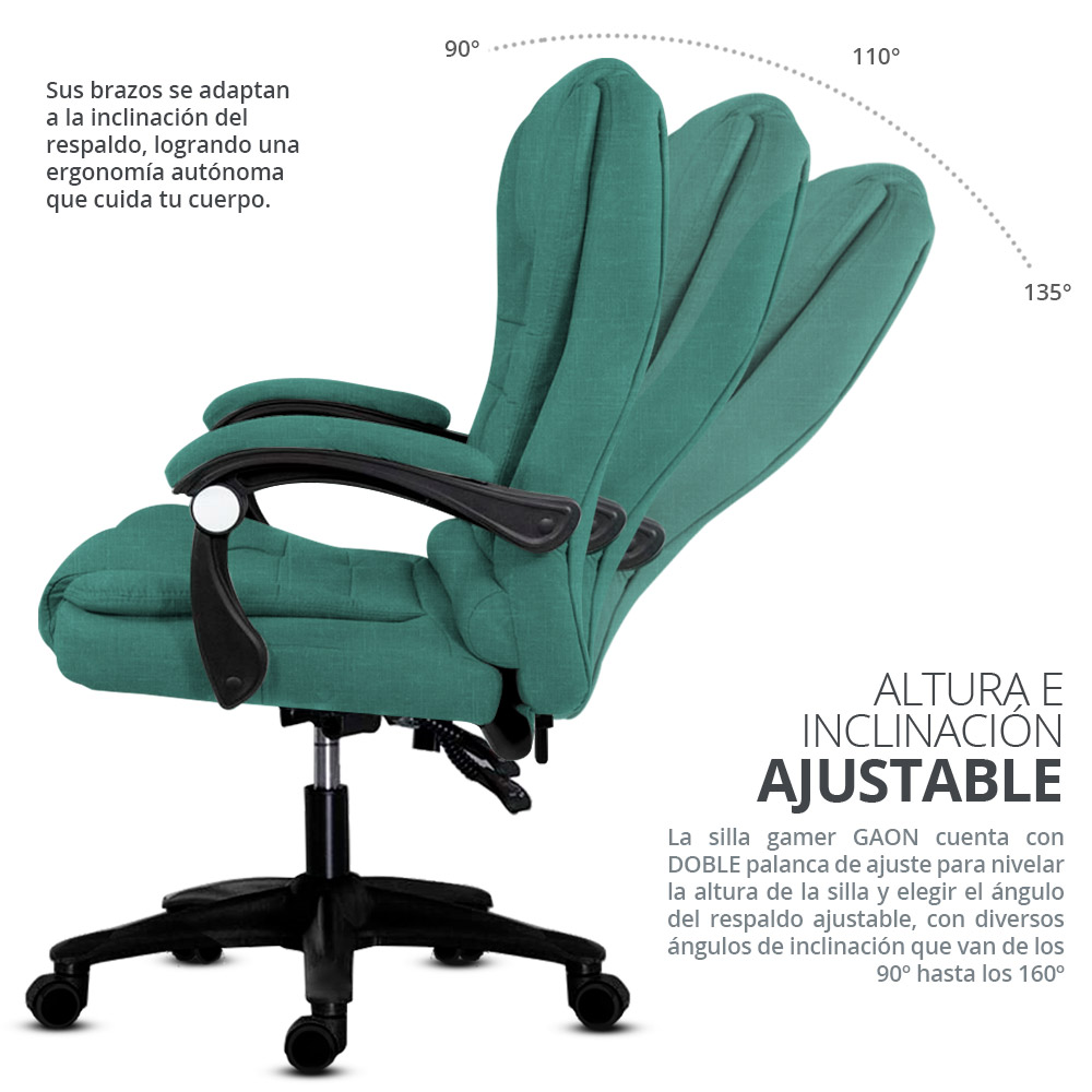 Silla Ejecutiva Escritorio Oficina Ergonomica Ajustable Altura De Lujo Verde