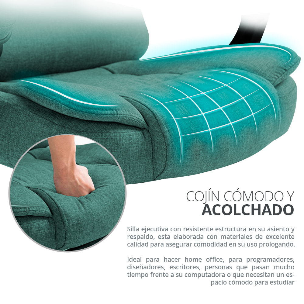 Silla Ejecutiva Escritorio Oficina Ergonomica Ajustable Altura De Lujo Verde