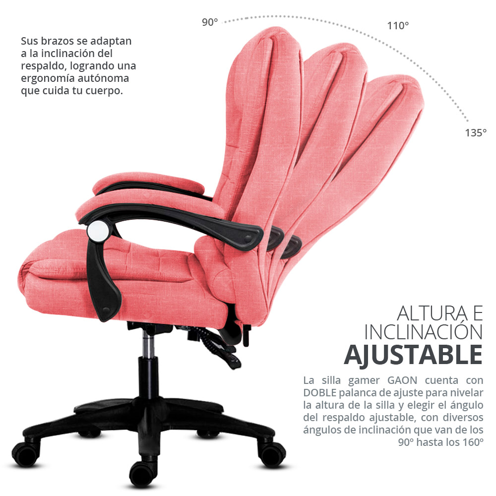 Silla de Escritorio para Oficina Ejecutiva Ergonomica y Ajustable Rosa Gaon  Ergonomica