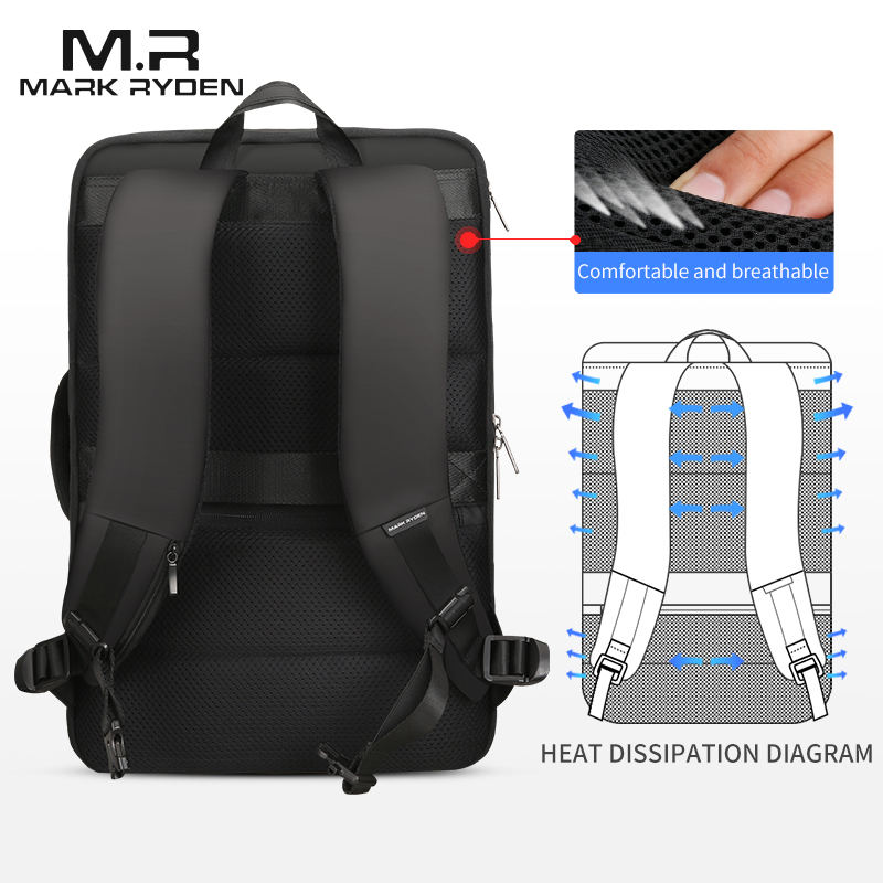 Mochila Mark Ryden para Viaje/Negocios. Para laptop de 15.6". Puerto de carga USB. Bolsillo antirrobo. Modelo 8057