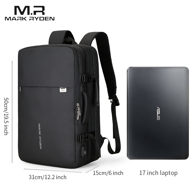 Mochila Mark Ryden para Viaje/Negocios. Para laptop de 15.6". Puerto de carga USB. Bolsillo antirrobo. Modelo 8057
