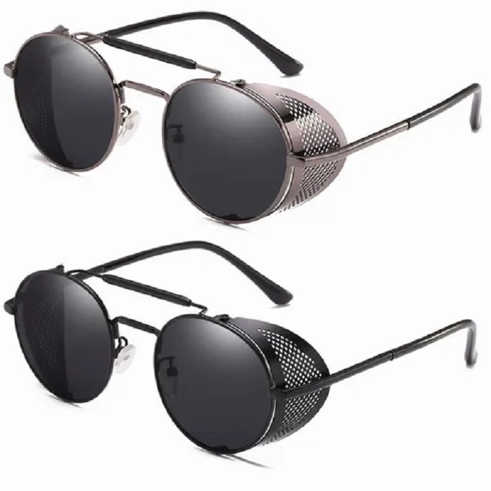 2 Piezas Lentes Sol Uv-400 Redondos  Negros