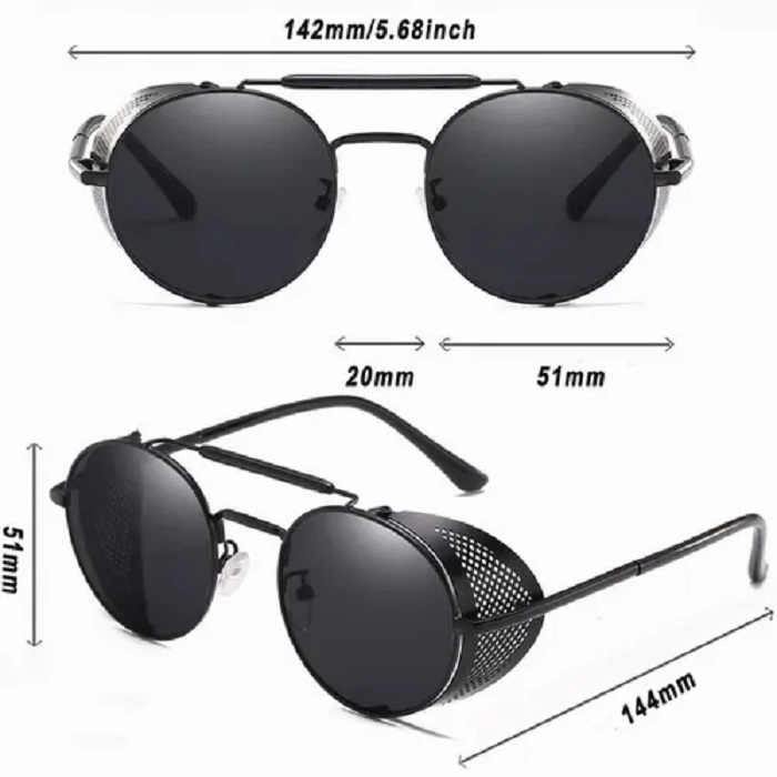 2 Piezas Lentes Sol Uv-400 Redondos  Negros