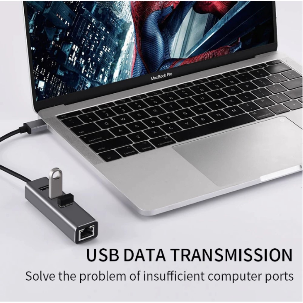 HUB USB tipo C de 1000Mbps, adaptador de 3 puertos USB 3,0 a Rj45 Gigabit Ethernet