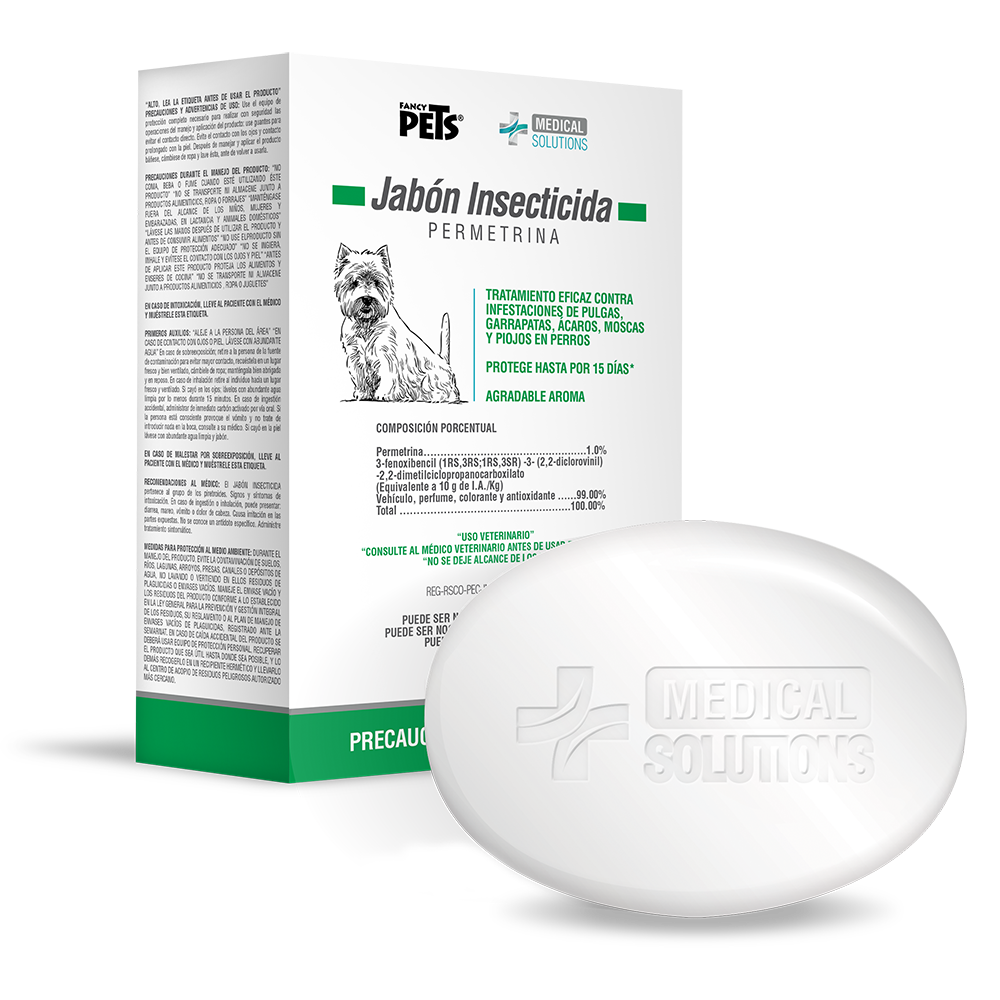 Medical Solutions jabón perros contra ácaros, moscas, piojos 