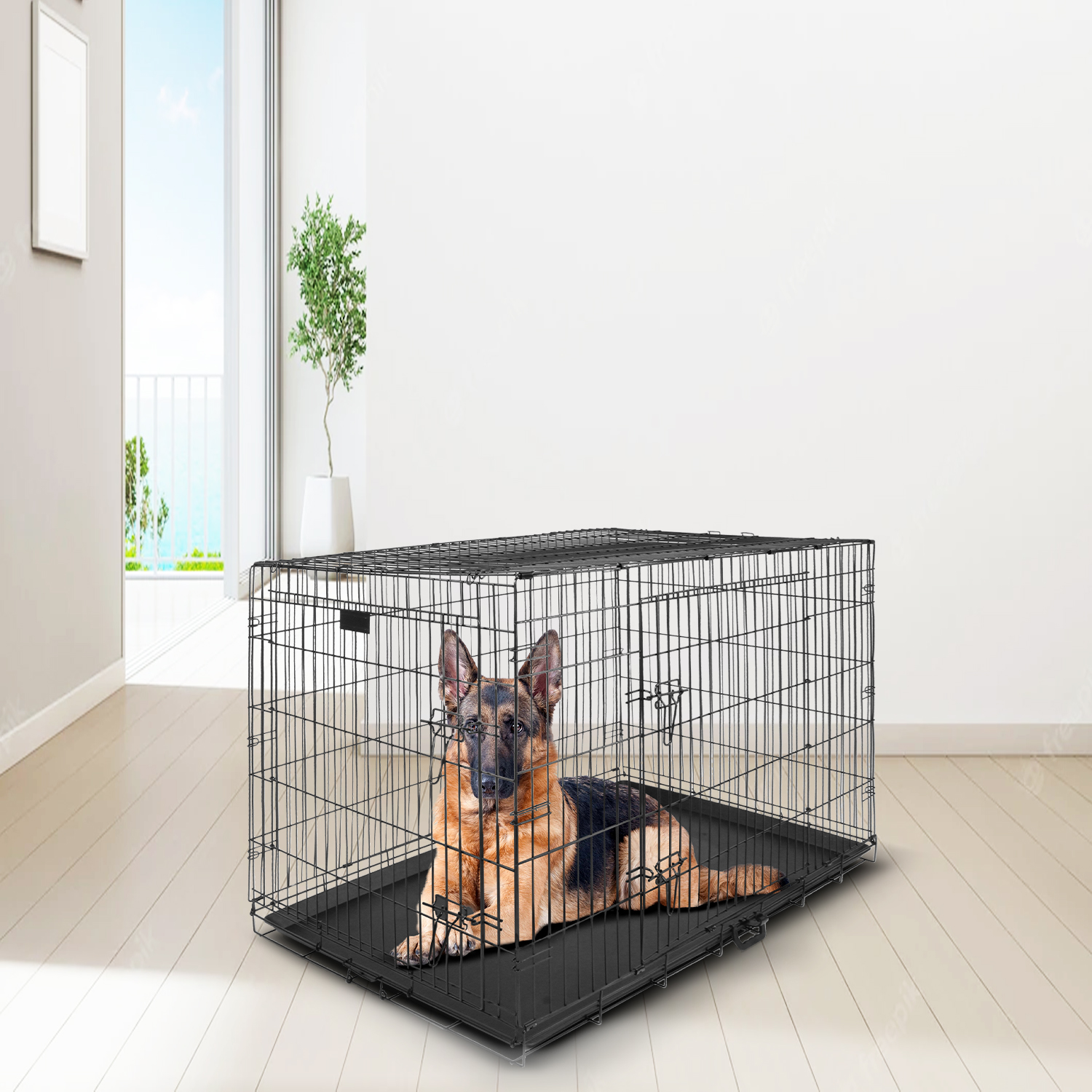 Jaula Perro Metalica Plegable 121 X 75.5 X 82 Transportadora