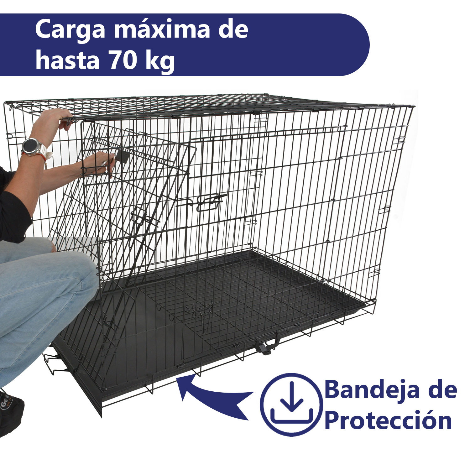 Jaula Perro Metalica Plegable 121 X 75.5 X 82 Transportadora