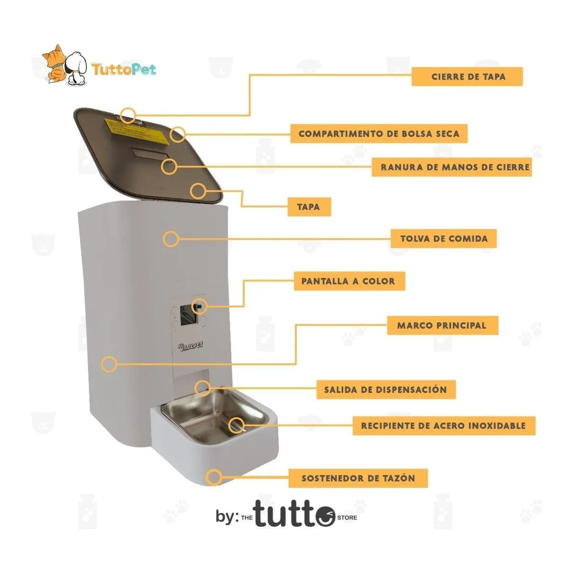 Dispensador Alimentador Automatico Para Perro /gato Tuttopet