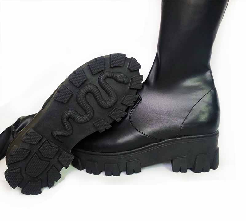 Bota biker Alta tipo maxibotas stretch Piel Sintética Con Plataforma,  Diseño Capretto. Nyxmart®