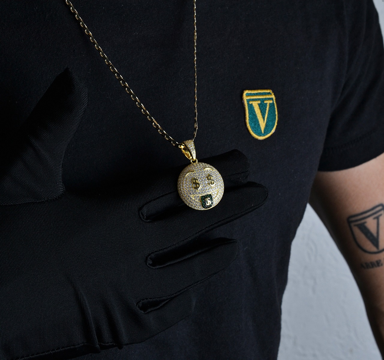 Dije Emoji Carita Dinero Plata Ley 925 Zirconias + Estuche