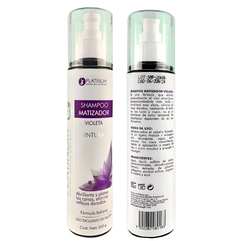 Shampoo Matizador Platinum Violeta Abrillanta Y Platea