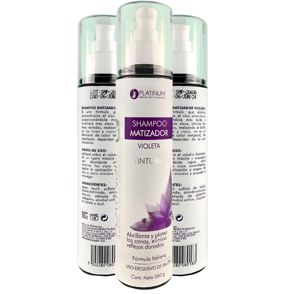 Shampoo Matizador Platinum Violeta Abrillanta Y Platea