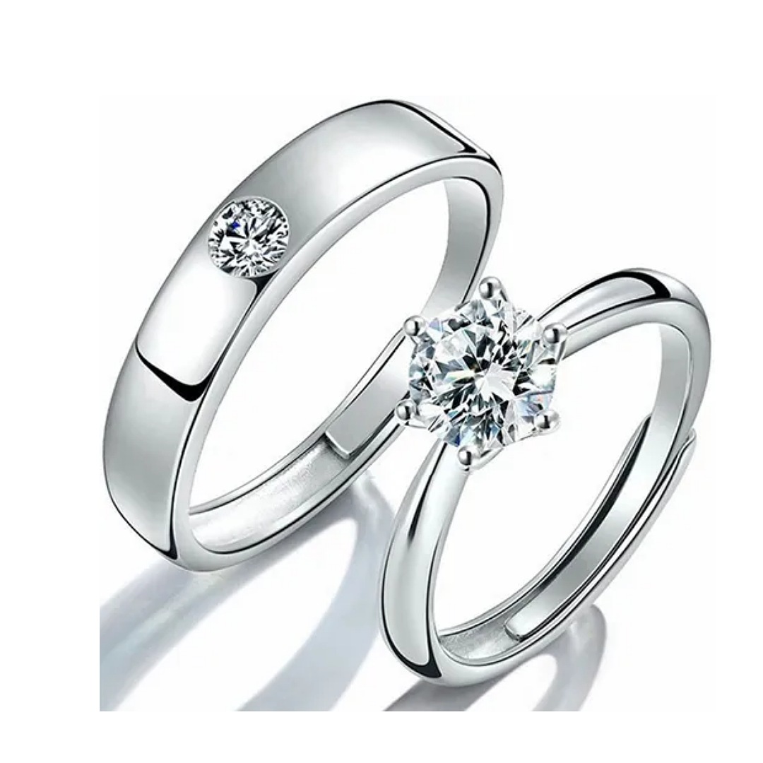 2 Anillos Duo Promesa Plata Fina 925 Amor Parejas