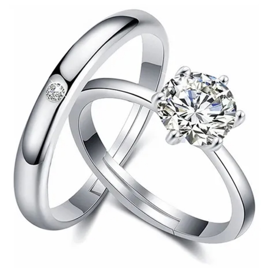 2 Anillos Duo Promesa Plata Fina 925 Amor Parejas