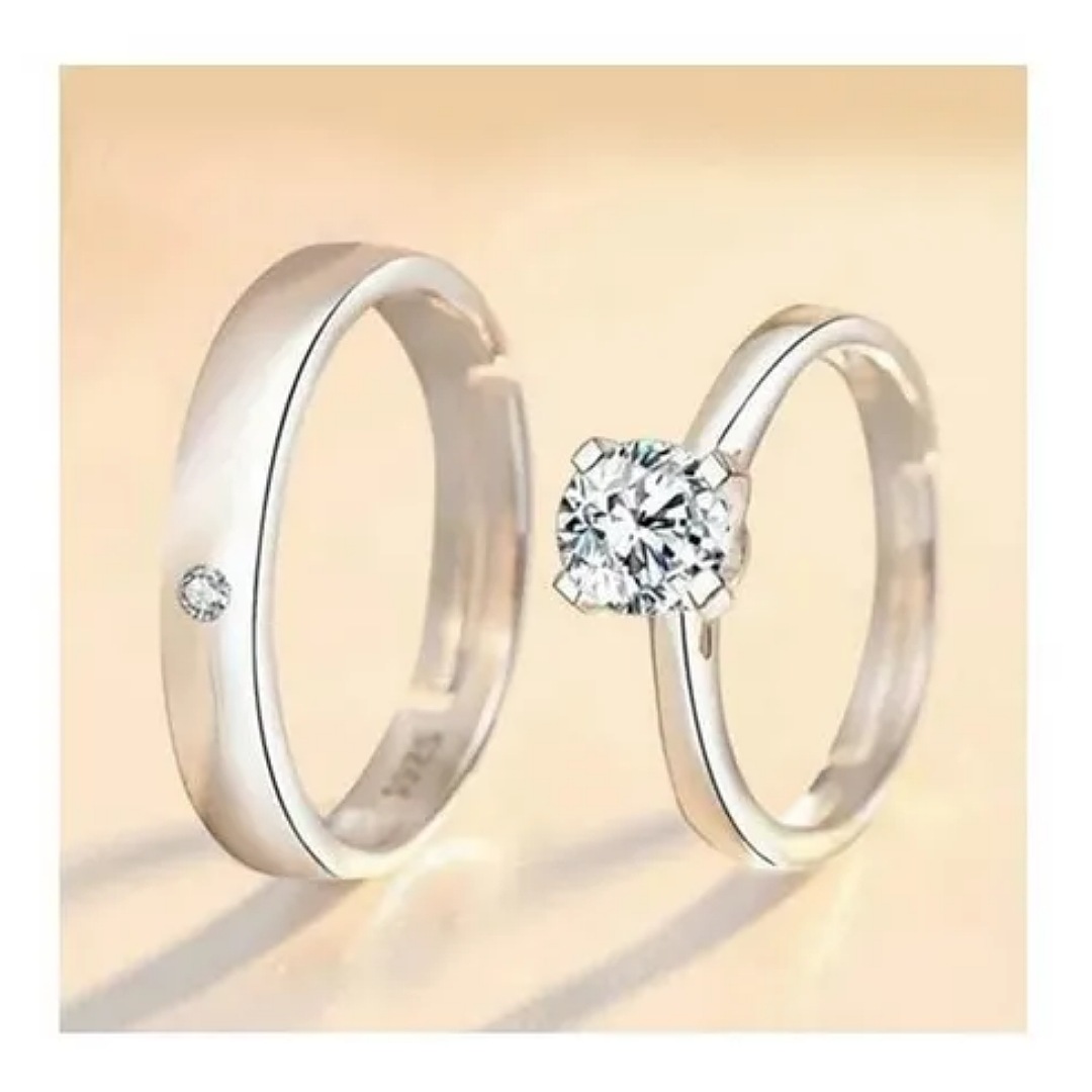 2 Anillos Duo Promesa Plata Fina 925 Amor Parejas