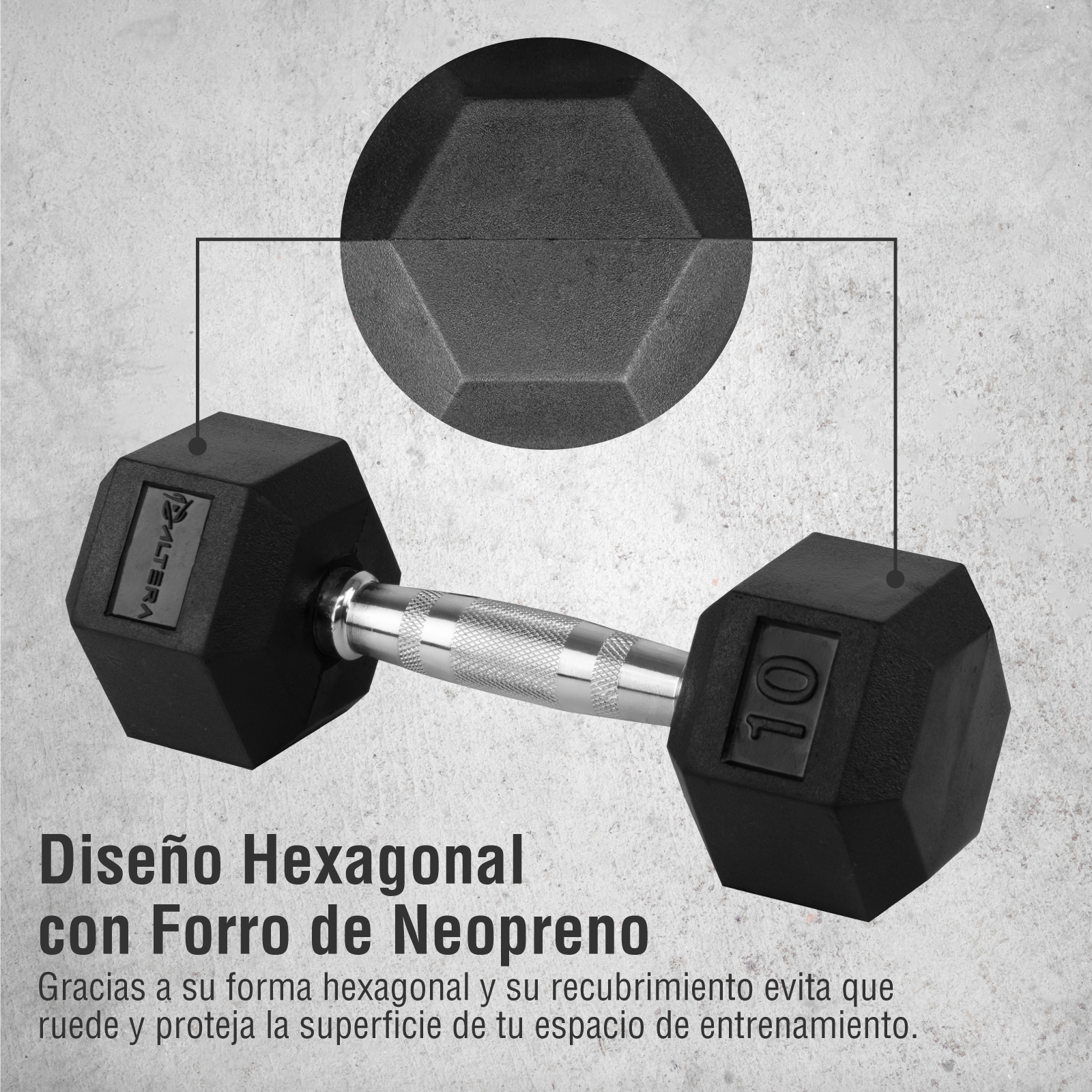 Kit 2 Mancuernas Hexagonales Acero Forro De Neopreno 10 lbs