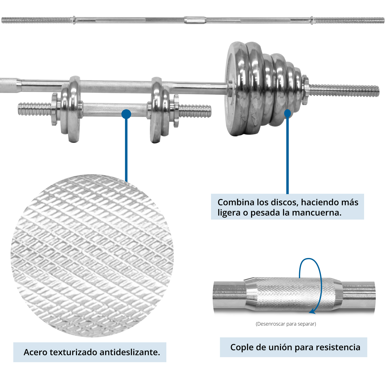 Set de barras y mancuernas 50kg