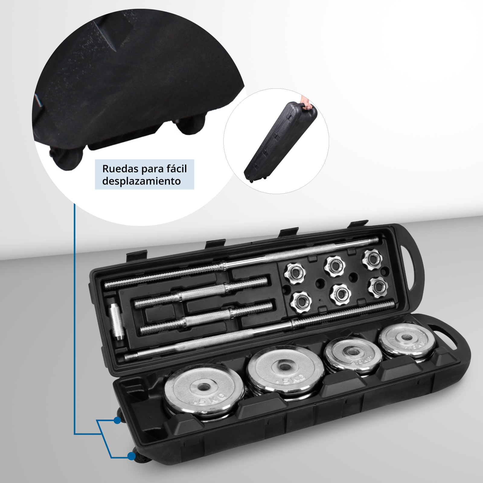 Set de barras y mancuernas 50kg