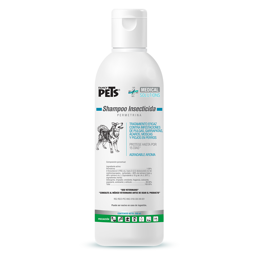 Shampoo Insecticida 250ml Perro Pulgas Garrapatas Fancy Pets Medical SOlutions