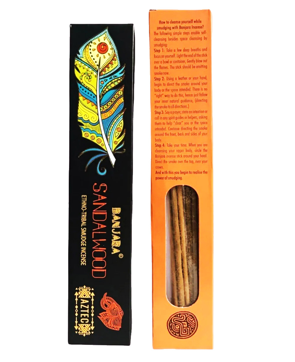 Incienso banjara sandalwood, 3 cajitas c/12 pzas c/u