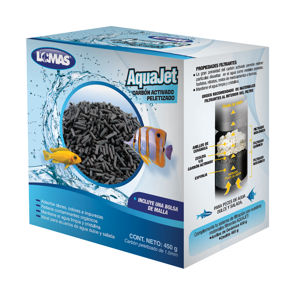 Carbón Activado Acuario 450g 1.5mm Filtrante Pecera malla