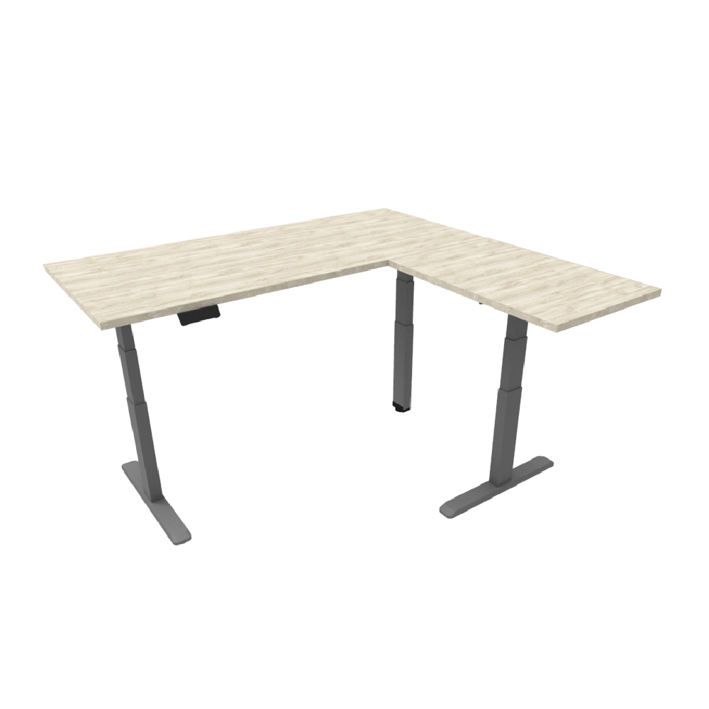 Línea Italia Escritorio Eléctrico en L Altura Programable y Ajustable/Color Encino Polar | Diseño Ergonómico y Moderno con Tecnología Que Brinda Bienestar al Trabajar | Disponibilidad de colores en Eucalipto y Ébano Boreal