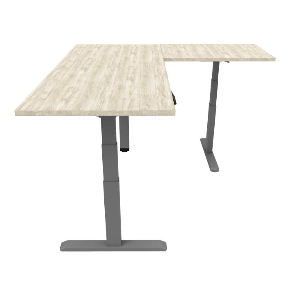 Línea Italia Escritorio Eléctrico en L Altura Programable y Ajustable/Color Encino Polar | Diseño Ergonómico y Moderno con Tecnología Que Brinda Bienestar al Trabajar | Disponibilidad de colores en Eucalipto y Ébano Boreal
