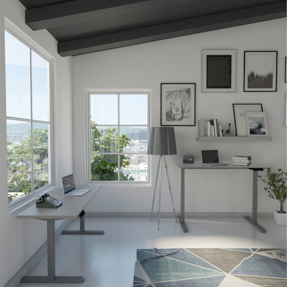 Línea Italia Escritorio Eléctrico Livello 526 | Altura Programable y Ajustable/Color Ceniza | Diseño Ergonómico y Moderno con Tecnología Que Brinda Bienestar al Trabajar 