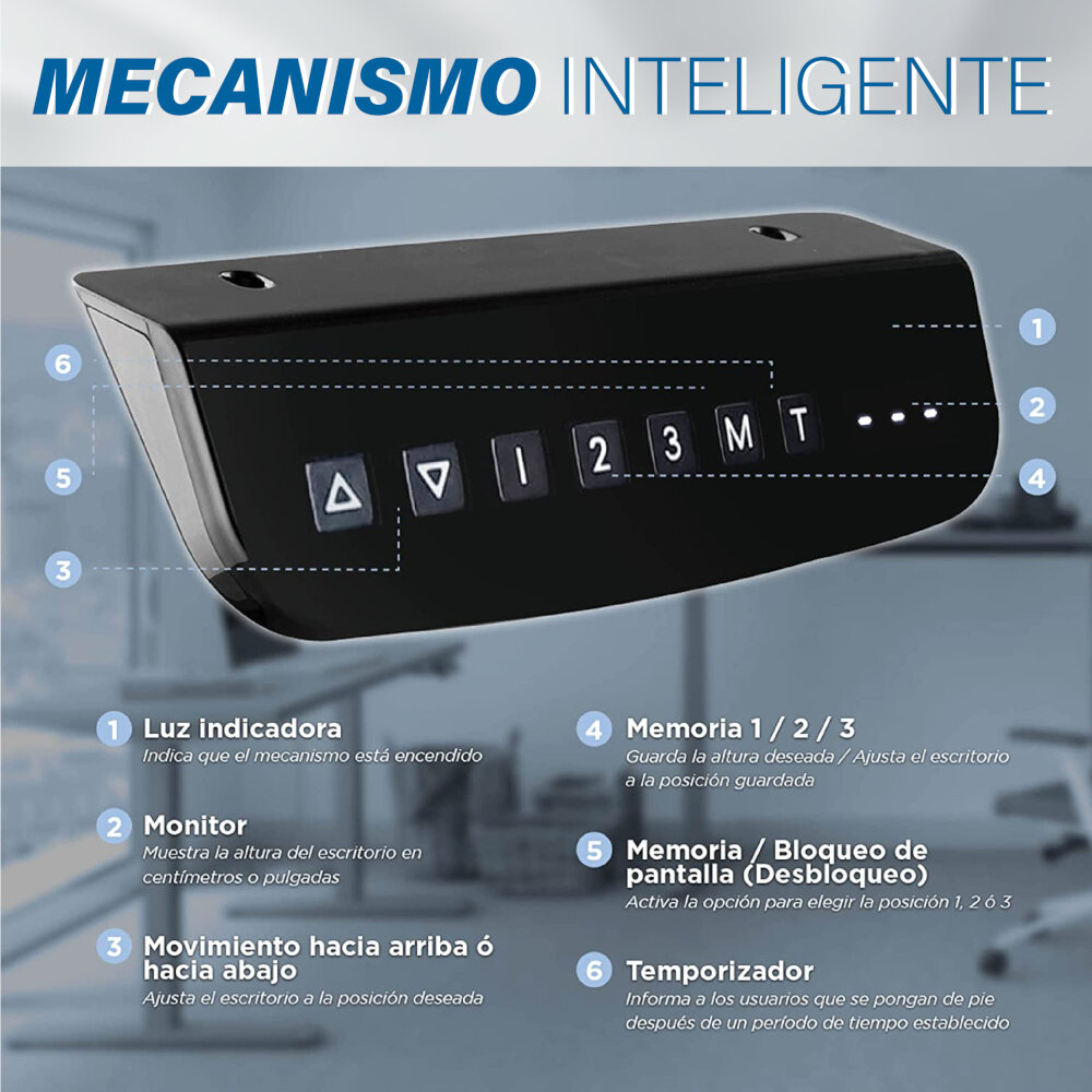 Línea Italia Escritorio Eléctrico Livello 526 | Altura Programable y Ajustable/Color Ceniza | Diseño Ergonómico y Moderno con Tecnología Que Brinda Bienestar al Trabajar 