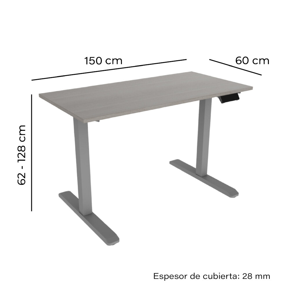 Línea Italia Escritorio Eléctrico Livello 527 | Altura Programable y Ajustable/Color Ceniza | Diseño Ergonómico y Moderno con Tecnología Que Brinda Bienestar al Trabajar 