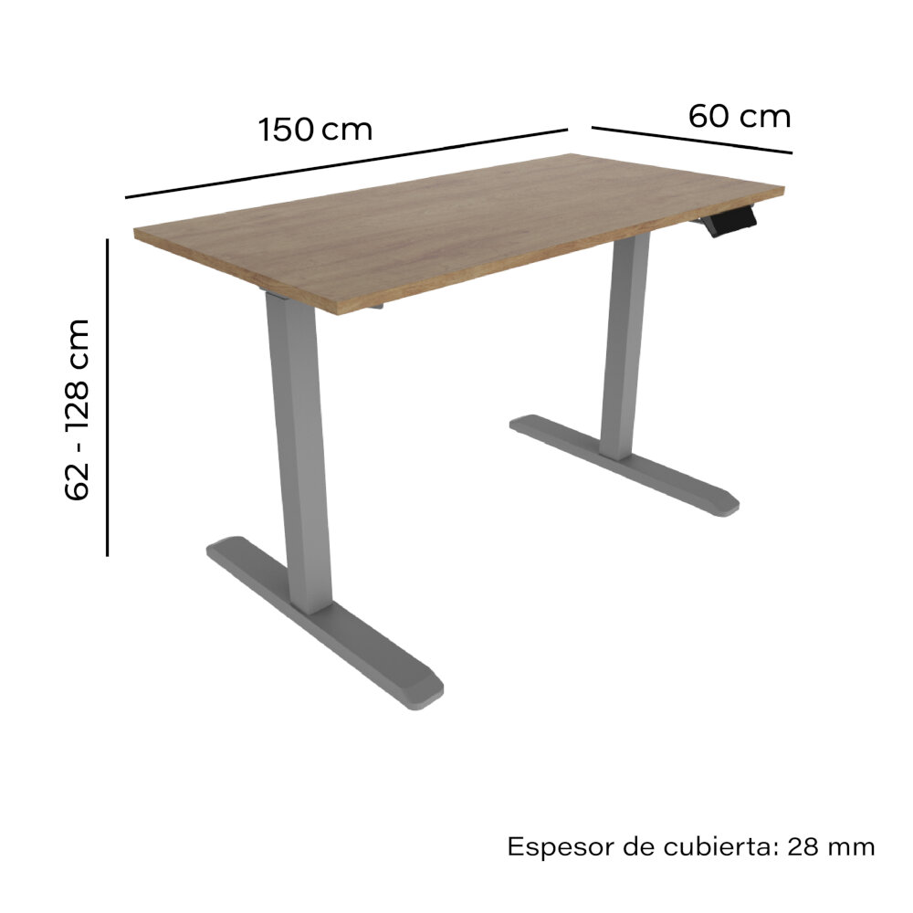 Línea Italia Escritorio Eléctrico Livello 527 | Altura Programable y Ajustable/Color Eucalipto | Diseño Ergonómico y Moderno con Tecnología Que Brinda Bienestar al Trabajar 