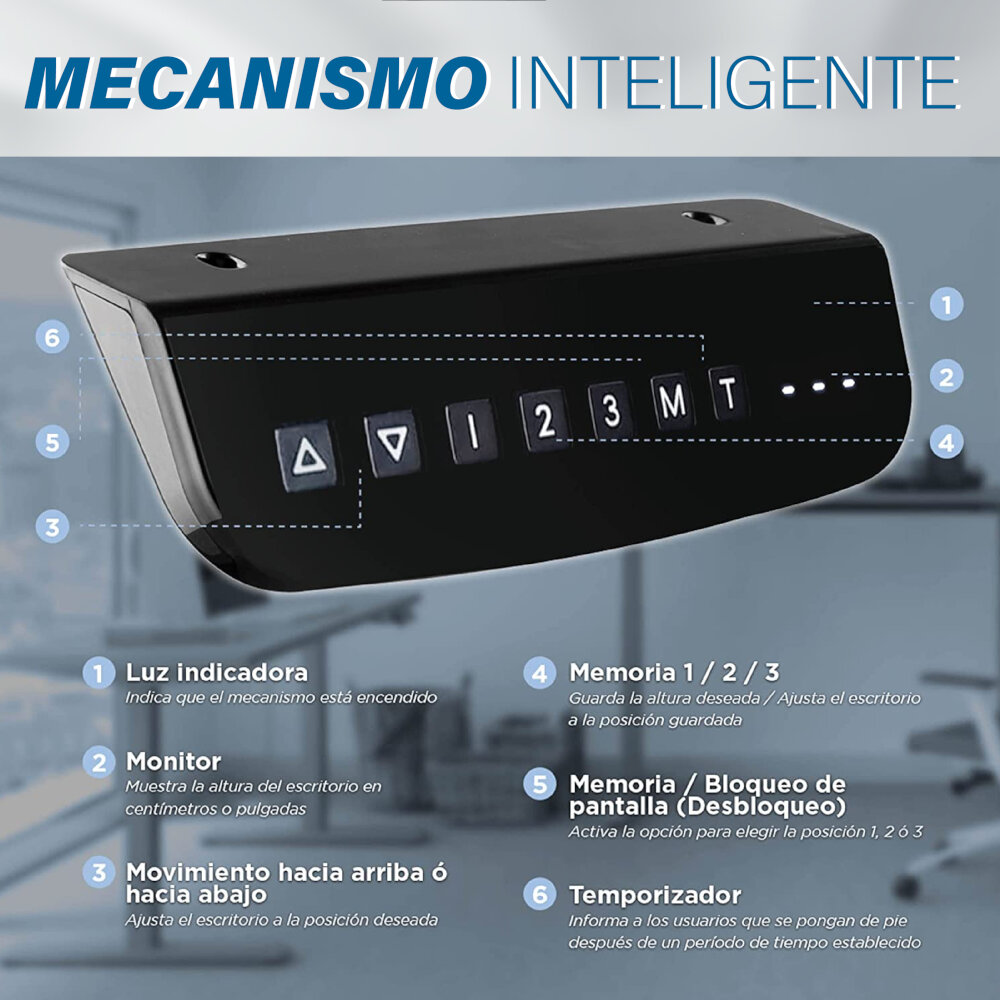 Línea Italia Escritorio Eléctrico Livello 527 | Altura Programable y Ajustable/Color Eucalipto | Diseño Ergonómico y Moderno con Tecnología Que Brinda Bienestar al Trabajar 