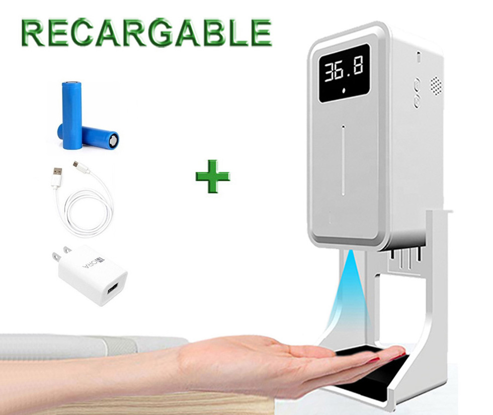 K9 Pro Rehabor Nuevo Profesional Recargable Portatil Termometro Infrarrojo Despachador Automatico de Gel Antivirus Suministro Touch less Automático Base Pedestal Escritorio o Pared