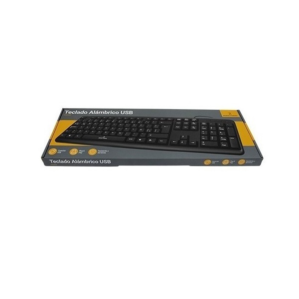 Teclado Estandar Alambrico Usb Negro Pc Lap Windows Basico Numerico Universal PC-201038 Oficina