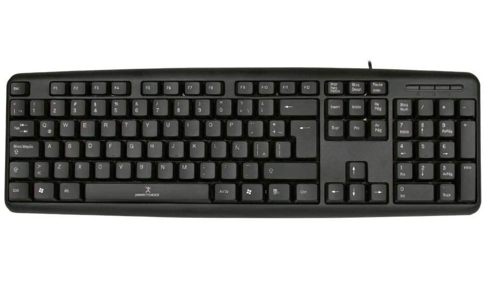 Teclado Perfect Choice PC-201038 Alámbrico USB (Español) pc laptop negro cable oficina casa negocio