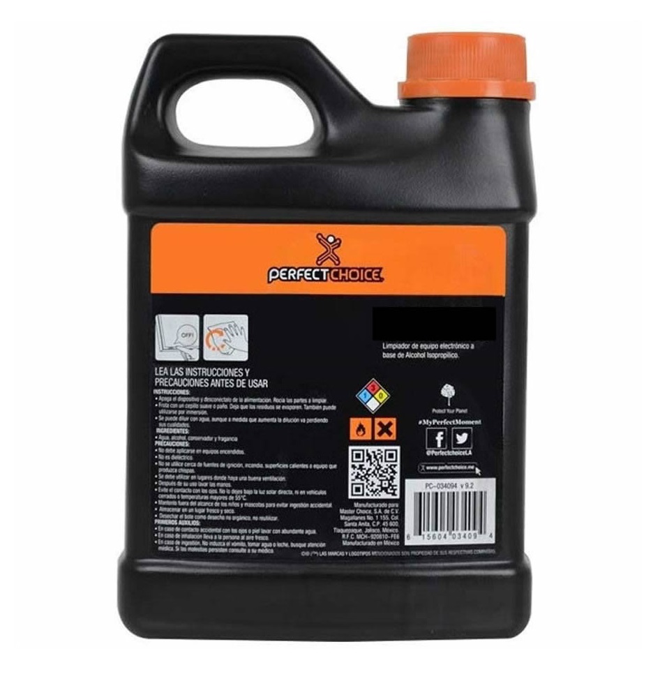 Perfect Choice Alcohol Isopropilico 1 Litro pc limpieza electrónicos laptop smart tv pantallas