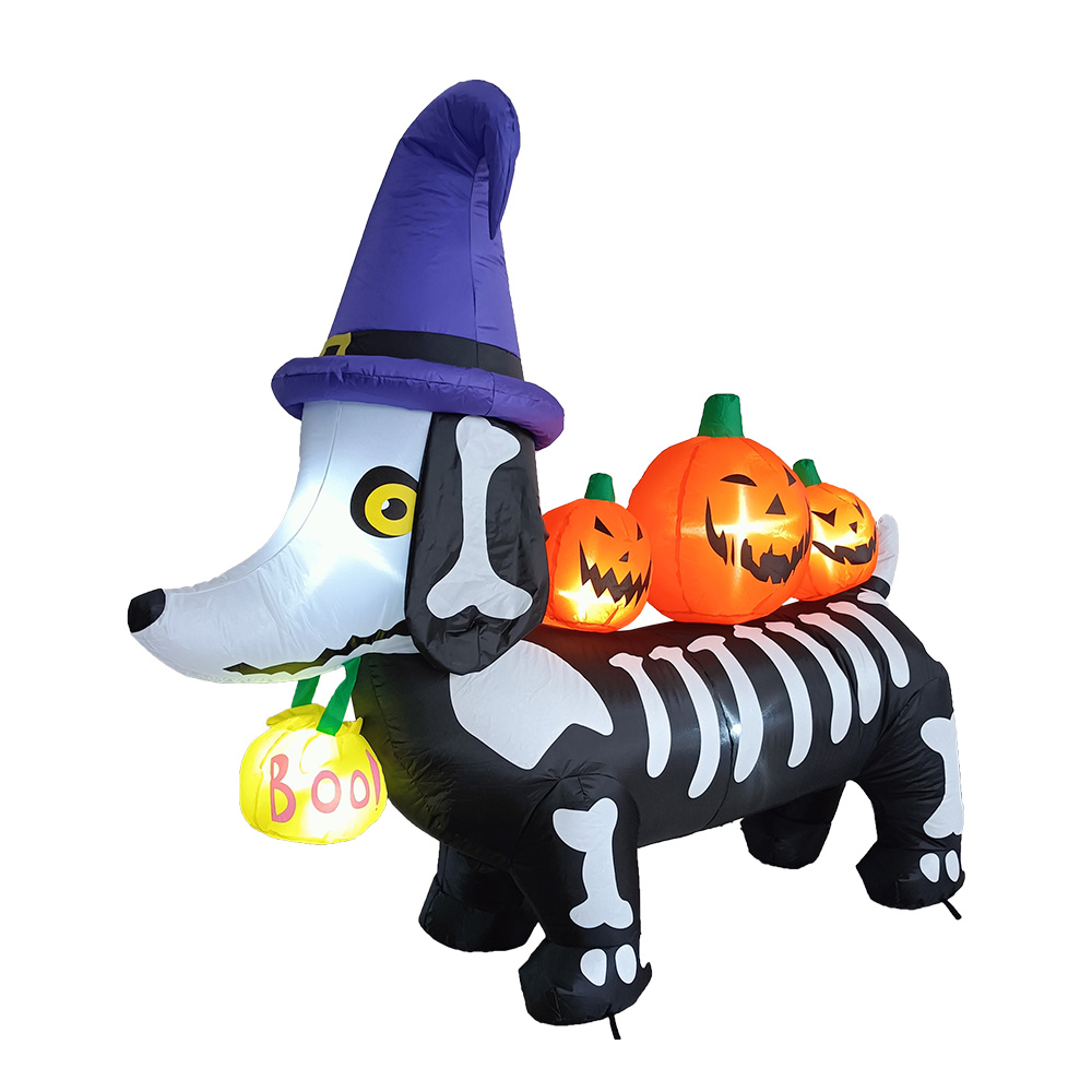 Inflable de Halloween perro fantasma y calabazas para exteriores - 1.8m 