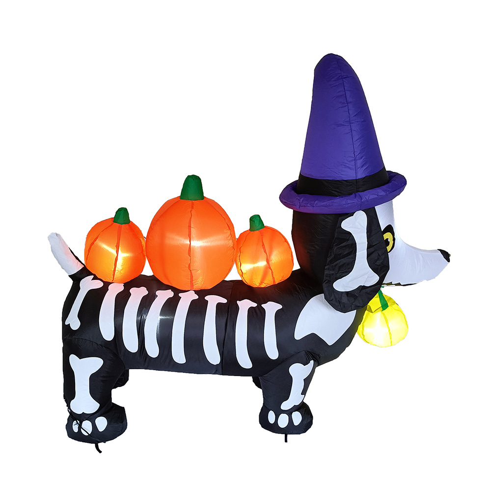 Inflable de Halloween perro fantasma y calabazas para exteriores - 1.8m 