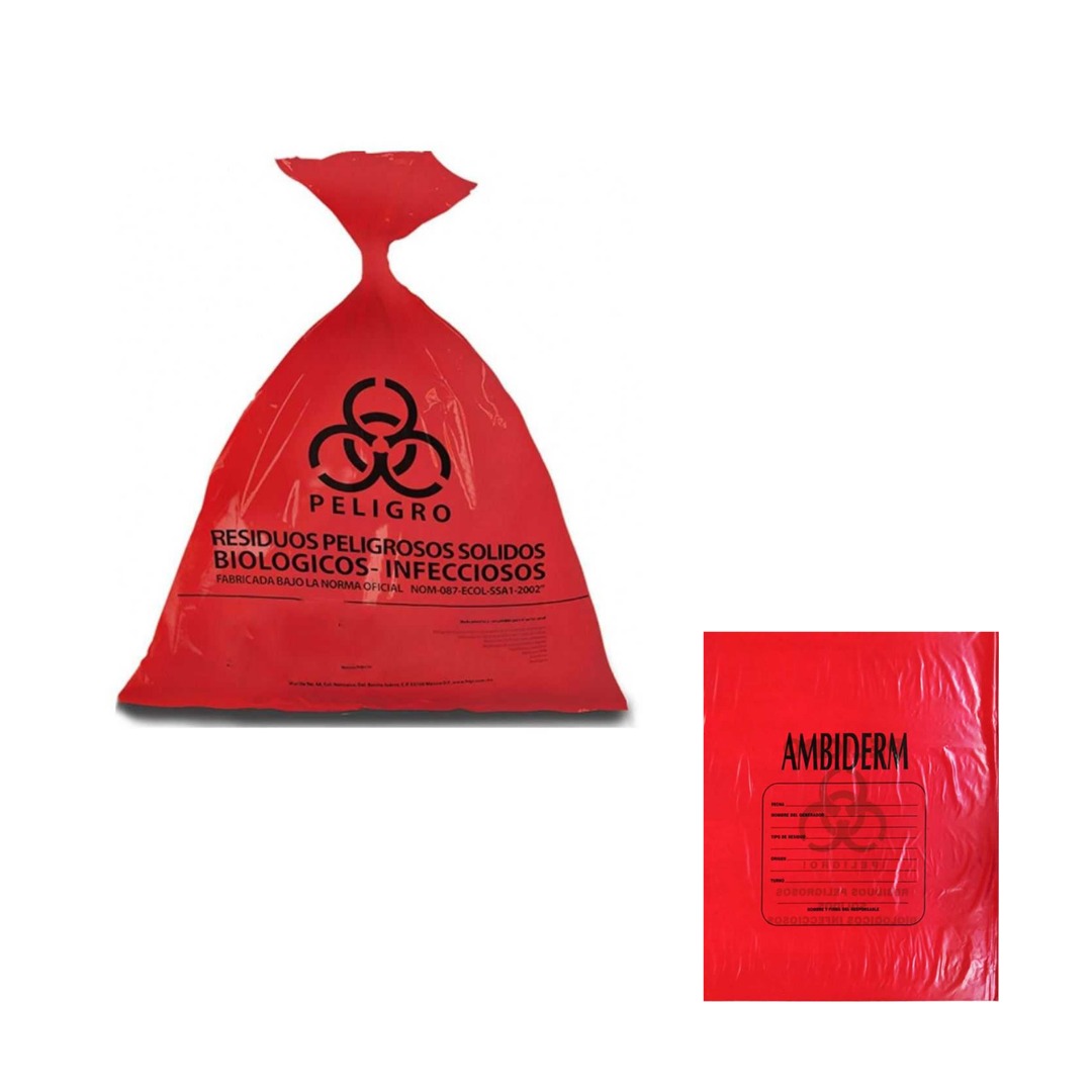 Bolsa Roja Para Residuos | Ambiderm 50x60 - Paquete C/25