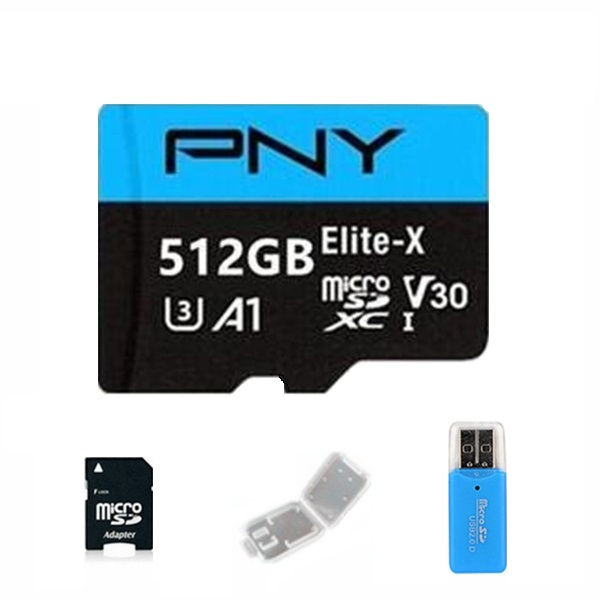 Memoria MicroSD PNY de 512 GB con adaptadores USB y SD de regalo