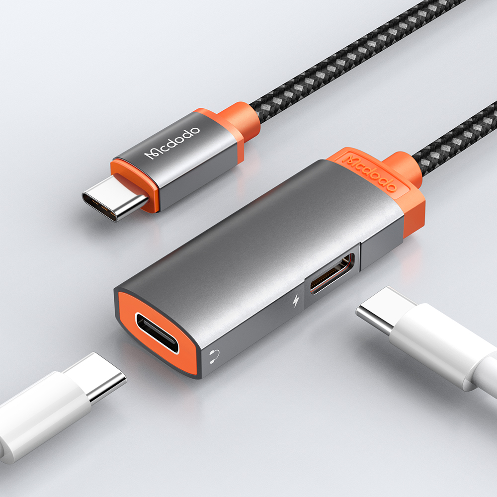 Adaptador USB Tipo C 2 en 1 Carga y Transmite Audio .