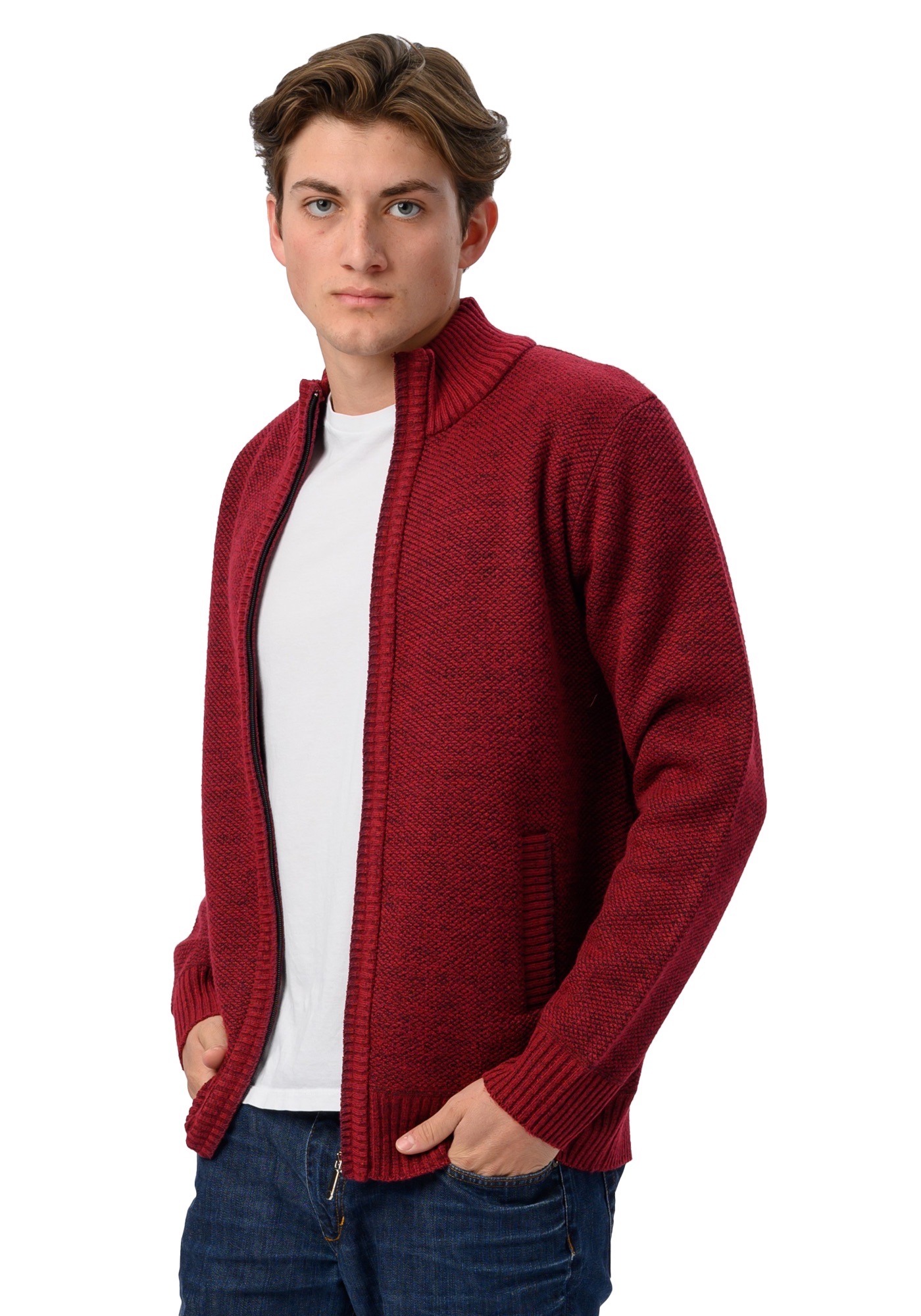 Suéter Casual Con Cierre Para hombre Color Rojo - Refinery Republic