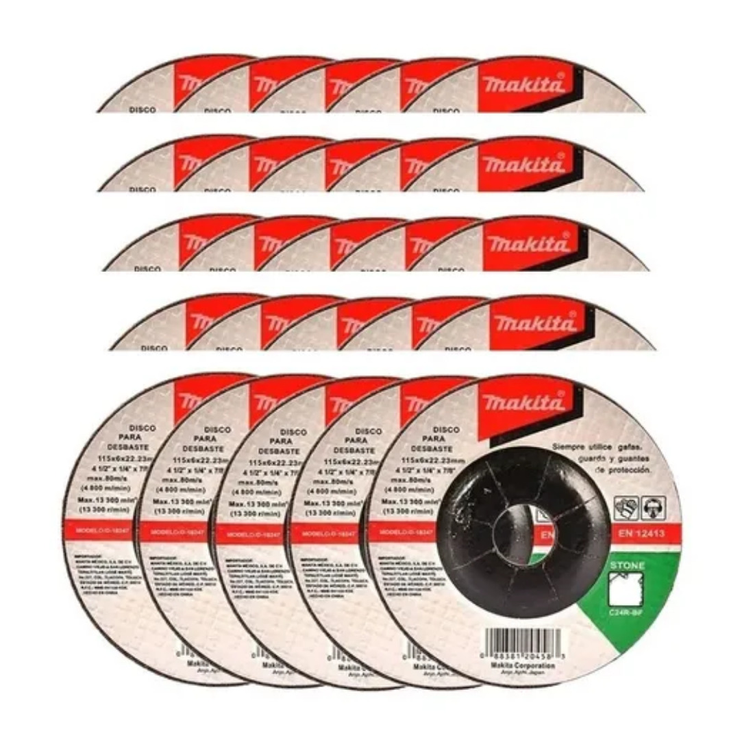 Disco Abrasivo Desbaste Piedra 4-1/2x7/8 25pzs Makita D18247