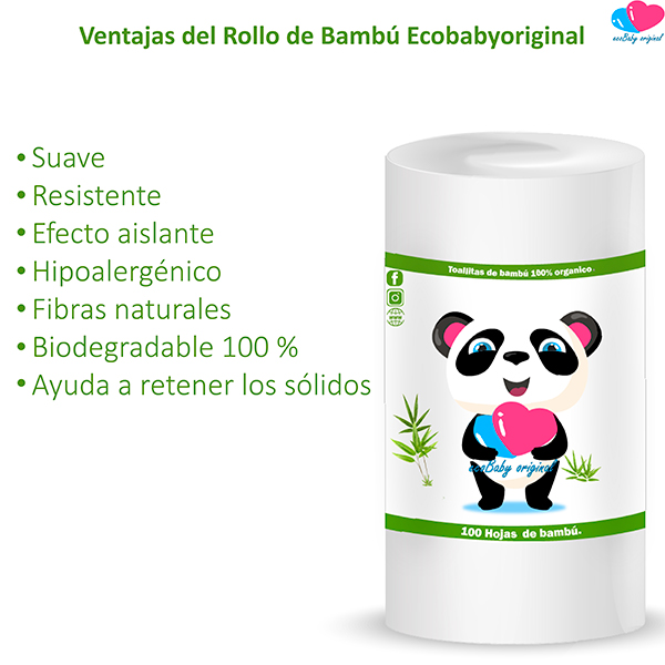Rollo de Papel Bambú para Pañal Ecológico Ecobaby Original 
