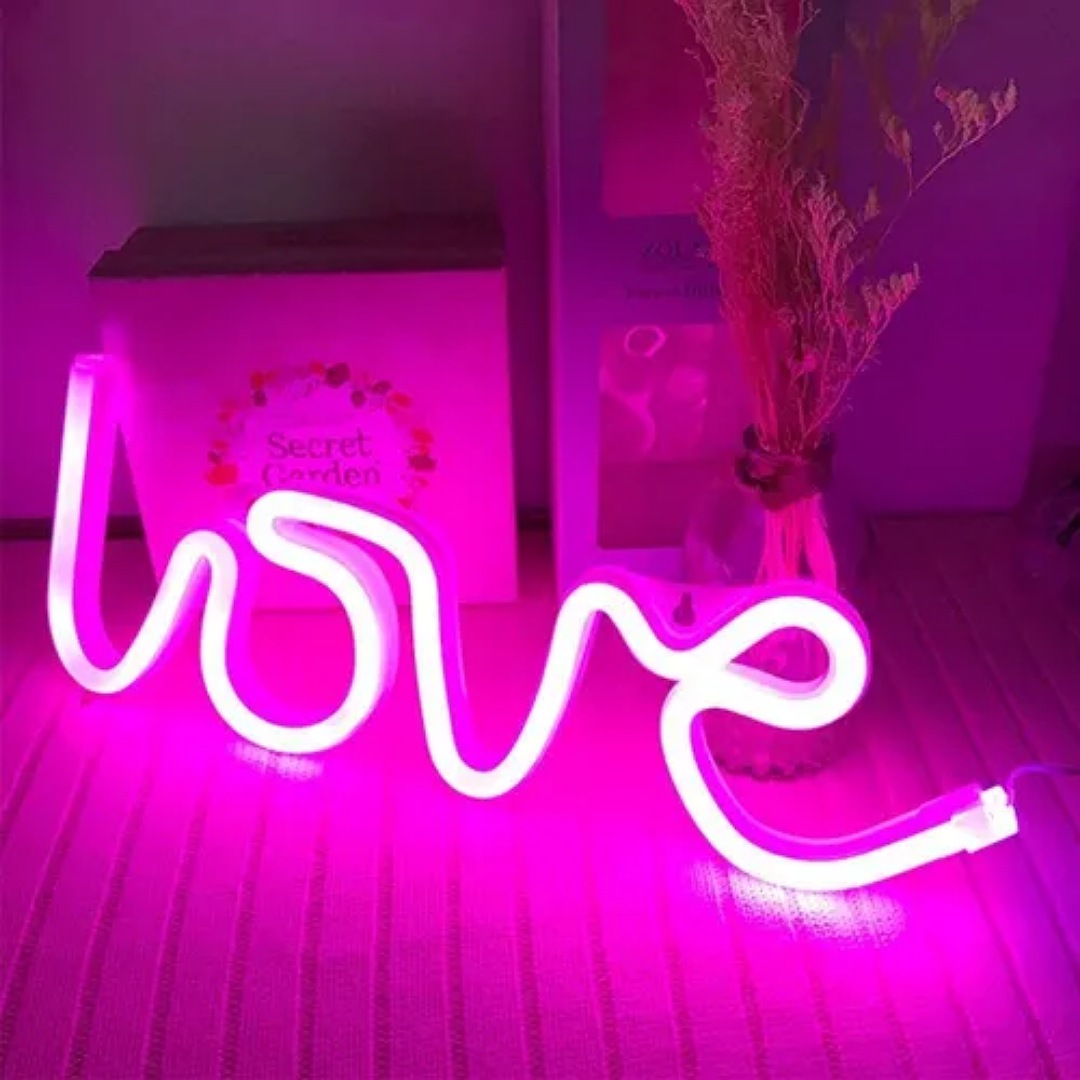 Luz De Neón Lampara Led Decorativa Labio Love Batería/ Usb
