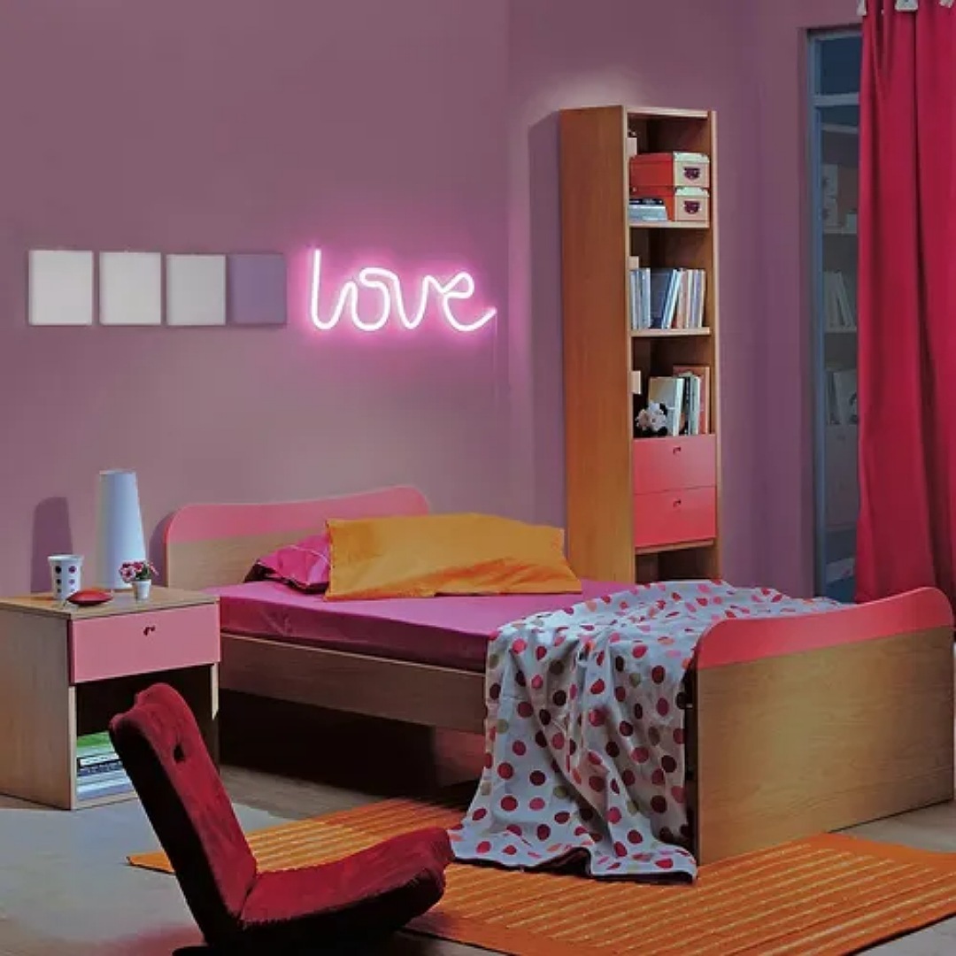 Luz De Neón Lampara Led Decorativa Labio Love Batería/ Usb