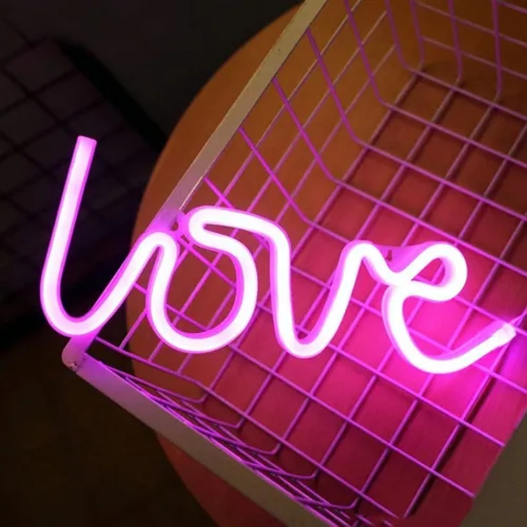 Luz De Neón Lampara Led Decorativa Labio Love Batería/ Usb